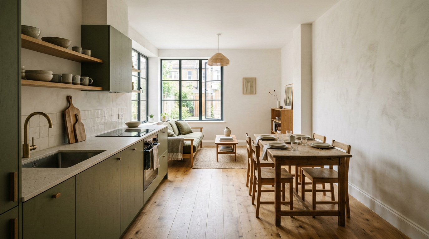 Renovated kitchen and living area